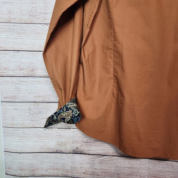 NWT Coofandy Button Up Shirt Men's Medium Brown Flip Cuff Long Sleeve Western - Picture 13 of 15